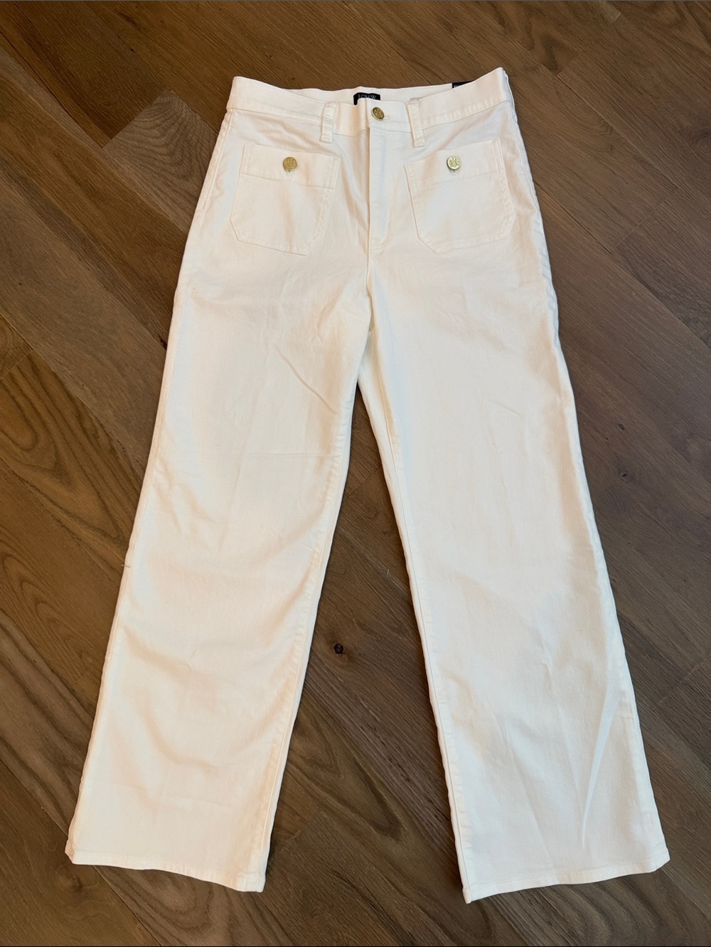 J. Crew Women's White Wide-Leg Jeans